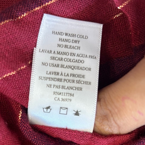 Rails thea rouge Striped Button Down Crop Top small Shirt Berry Red Metallic - Picture 5 of 5